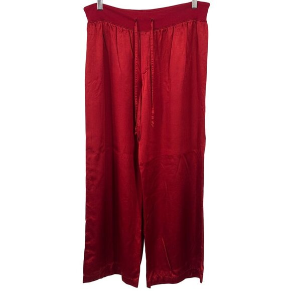 Pj Harlow Jolie Satin Women Red Wide Leg Pants Medium M Lounge Causal EUC - Picture 1 of 8